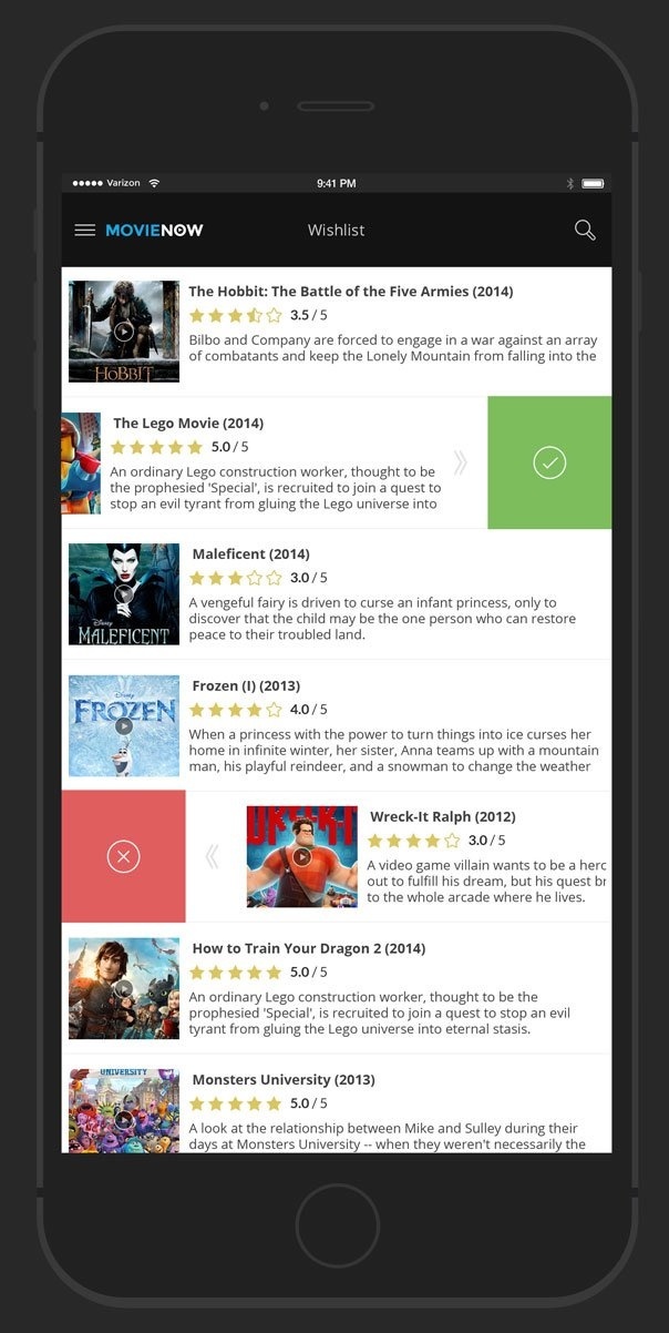 MovieNow – 7 Free Movie iPhone App Screens Design PSD