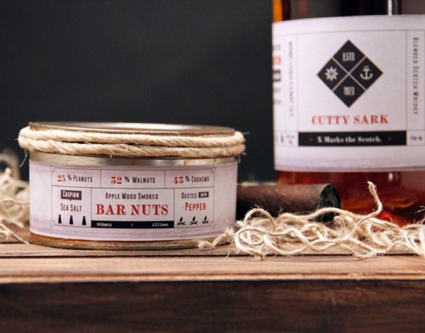 Cutty Sark Whiskey #whiskey #cigar #branding #nuts #scotch #wood #twine #identity #bar #type