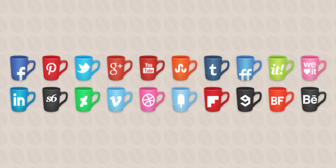 Social icons coffee cups #icons #ui #social