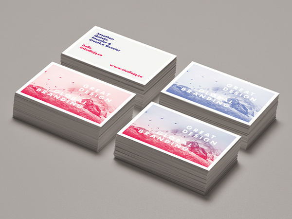 STUDIOJQ // Business cards on Behance #red #branding #business #businesscards #photo #print #brand #studio #gif #gradient #blue #cards