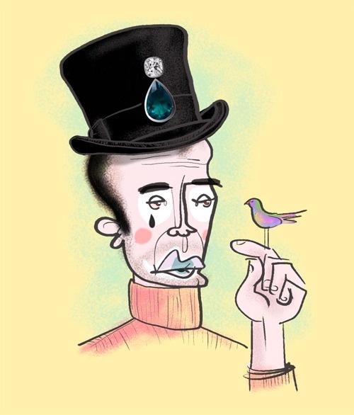 Kategxc3xb3rixc3xa1k / Categories #portrait #bird #drawing #man #mouth #black #color #face #pink #diamond #sad #tears #cillinder #rouge yell