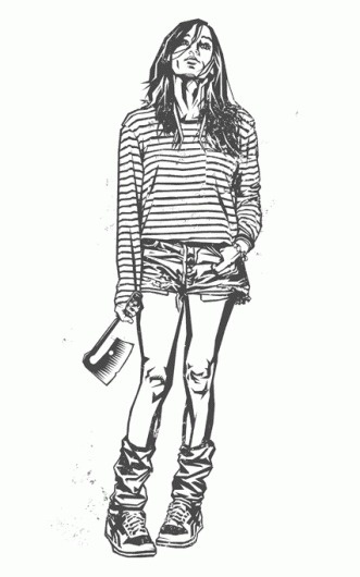 PACKED on Illustration Served #girl #cleaver #stripes #illustration #meat #drawing