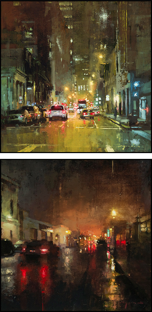 Cityscapes: Paintings by Jeremy Mann #traffic #rain #painting #cityscape
