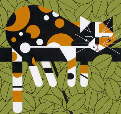 Sleepy Cat - Charley Harper #charley #sleep #cat #illustration #harper
