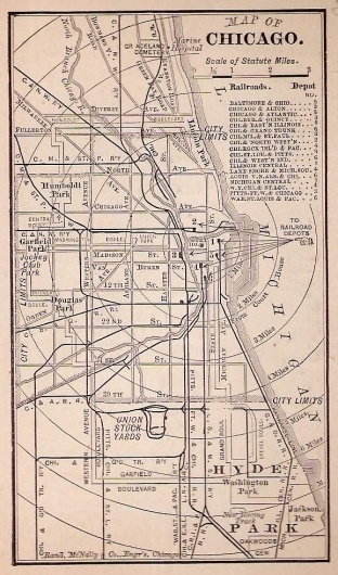 Street and Railroad Map, Chicago, IL Historic Map #chicago #map #1800s