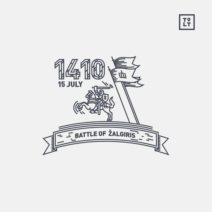Battle of Zalgiris. www.tolithuania.com #vector #line #horse #flag #lithuania #infographic #icon #sword #illustration #linear #knight