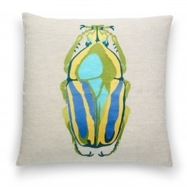 Pillows & Throws - Shop by Category - Home & Decor #home #embroidery #insect #pillow #beetle #blue #green