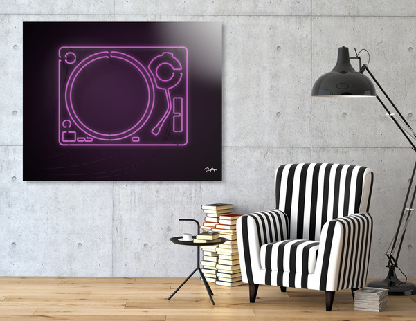 Neon Turntable Art Print #turntable #technics1200 #neonsign #3dart #cinema4d #3drender #rickardarvius #interiordesign #homedecor #homestylin