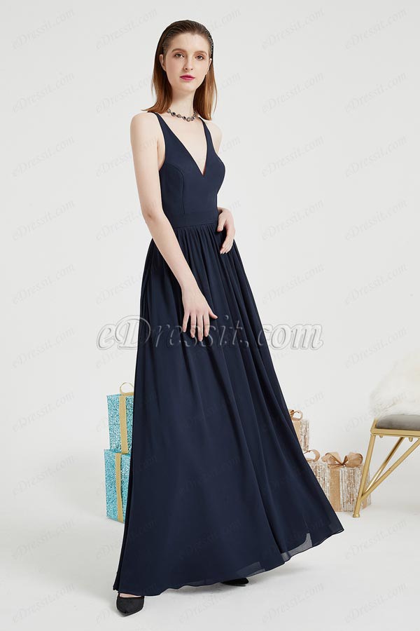 eDressit Blue V-Cut Back Lace Party Long Evening Dress (00203805)
