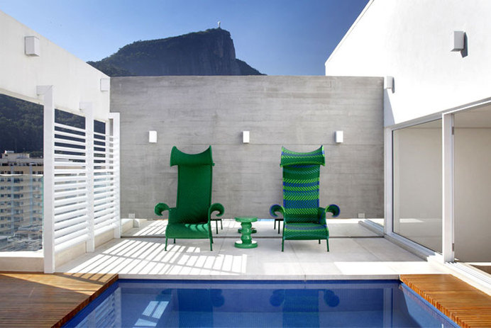 Attractive Brazilian Penthouse With Pool turquoise mosaic italian bisazza swimming pool #outdoor #pool