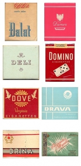Amazing vintage cigarette pack designs from around the world #cigaratte #packaging #kranich #vintage #christian #typography