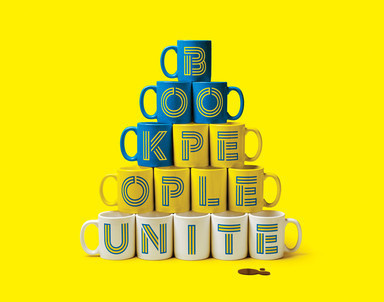 Book People Unite - Mother Design #font #mugs #letters #lines #yellow #display #is #fundamental #reading #typeface #type #mother #blue