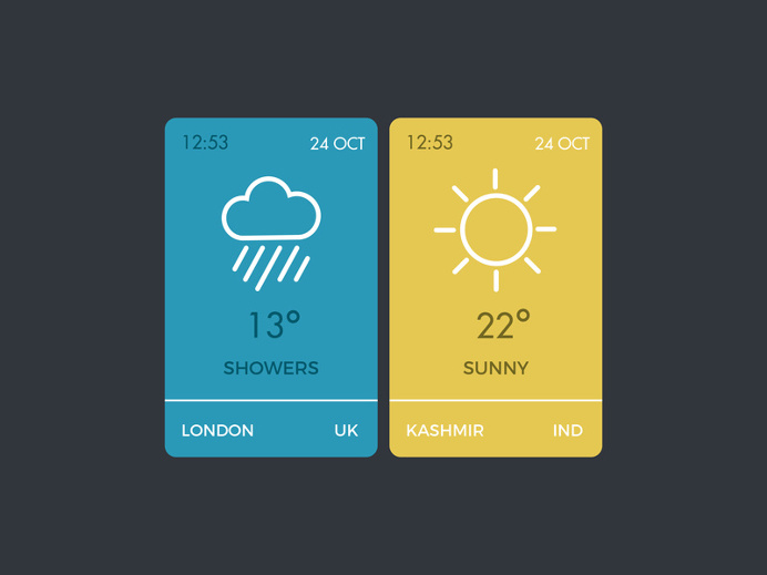 Weather Cards #weather #app #android #design #ui design #ux design #clean design #vector #illustrator