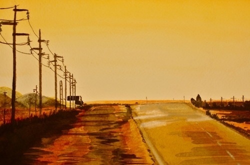 CR. #tumblr #yellow #orange #road #lanscape #brown #com #watercolor #sunset #crollan