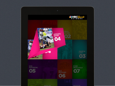 iPad UI for NBC Sports Network 5 #branding #nbc #ux #ipad #interface #texture #ui #grid #app #york #tv #new