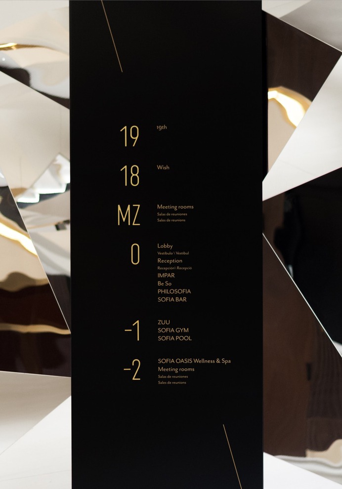 Interior signage for Sofia Barcelona hotel