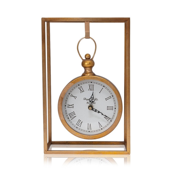 Gold Leaf Carriage Table Clock in Stand, 33cm x21cm x10.5cm