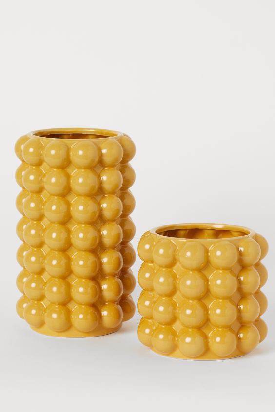 Hohe Vase mit Blasenrelief - Senfgelb - Home All | H&M AT 2