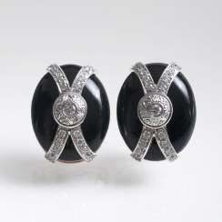 Pair Of Brilliant And Onyx Earrings