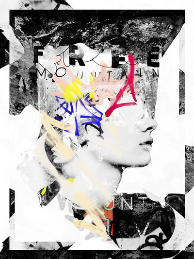 collage, color, black, white, design