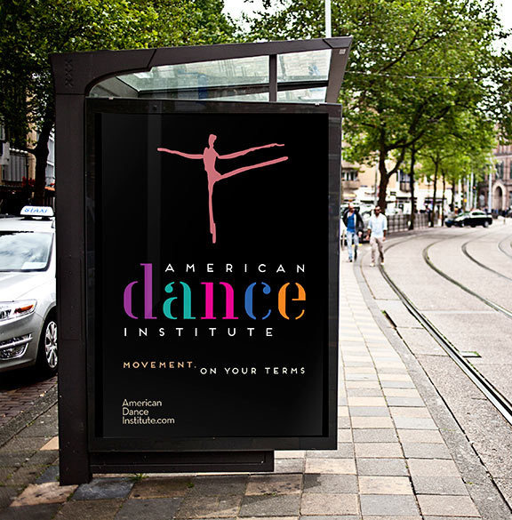 American Dance Institute Branding outdoor signage #branding #design #color #poster #typography