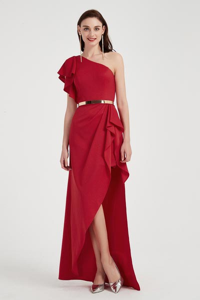 eDressit Sexy One Shoulder Red Slit Party Evening Dress (00201602)