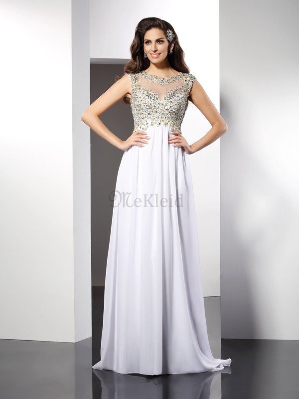 Reißverschluss Chiffon Anständiges Bodenlanges Abendkleid mit Rüschen