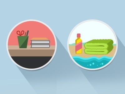 SlidetoSummer #towel #water #stand #shampoo #office #books #scissor #sand #desk #pen #beach