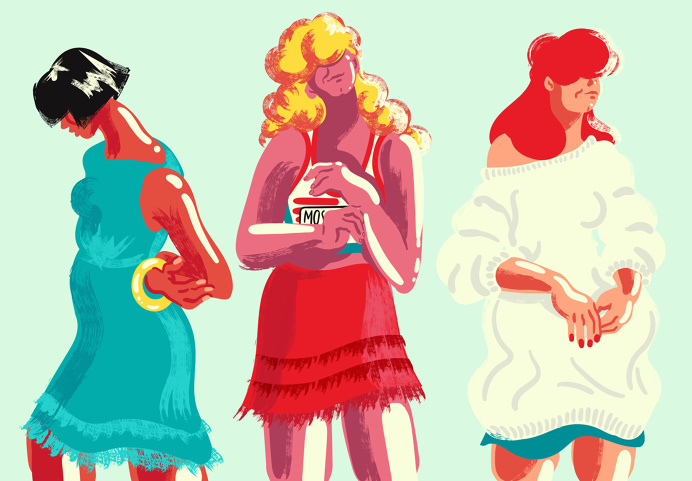 ilustraminacje, Girls in their summer dresses