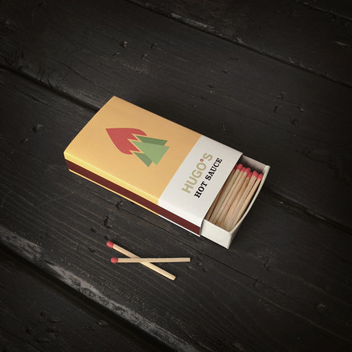 Hugo's Hot Sauce Matchbox Packaging