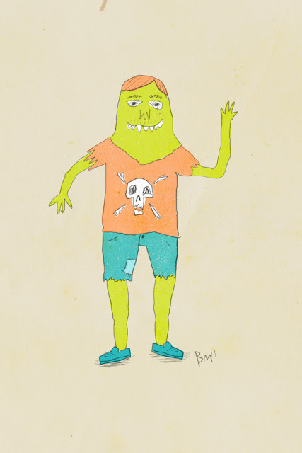 monster #monsters #illustration #skulls #monster #denim #skull #green