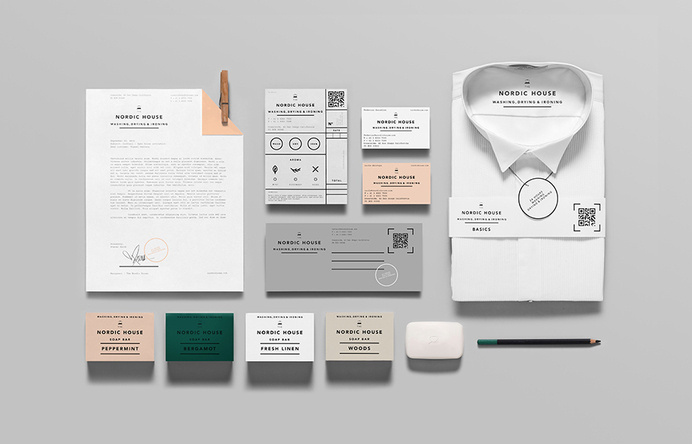 Logotype and stationery design by Anagrama for dry cleaning shop Nordic House #branding