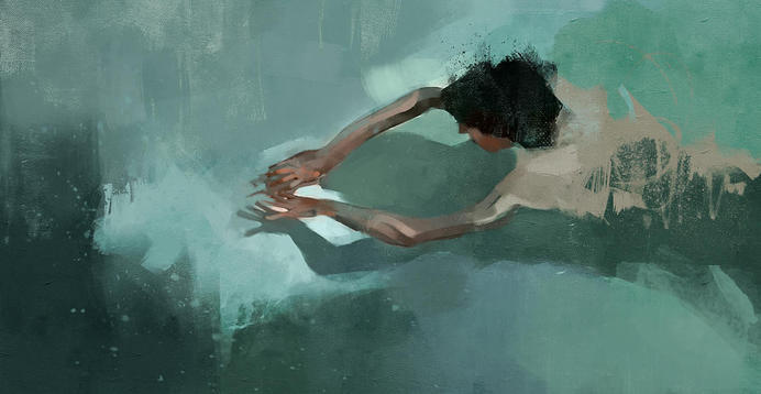 Pedro Covo / Colagene.com #holidays #acrylic #water #happiness #painting #blue