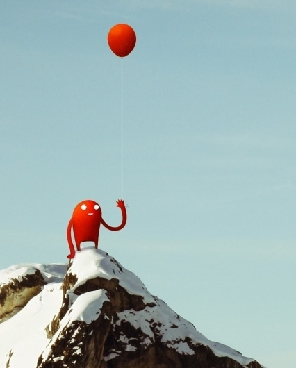 Vacances d'Hiver | Sylvain Ollier #red #design #orange #photography #mousntain #character #illustraion