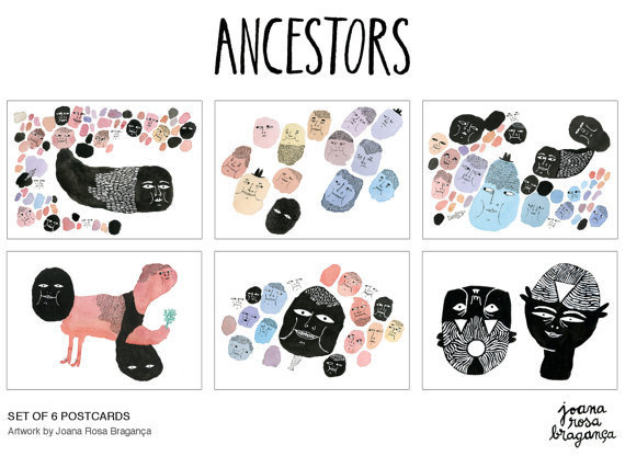 6 Postcard SET // ANCESTORS // Fine art paper door joanarosab #illustration #etsy