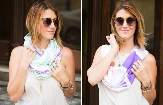 2 Ways to Turn a Classic White T-Shirt into a Chic Scarf #fashion #diy #style