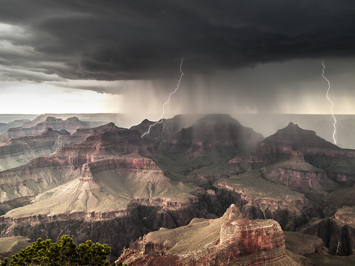 Powell Point, Grand Canyon South Rim, Arizona, USA. TPOTY Gerard Baeck #geology #arizona #power #landscape #scenery #photography #storm #lightning #valley #nature #mountains #canyon #beauty