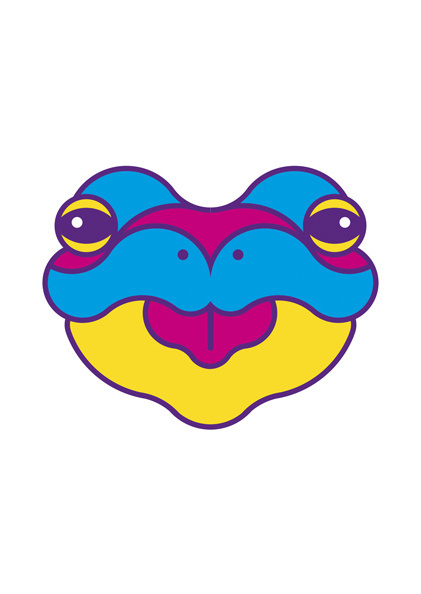 Urban tribe masks - Rana by Adria Molins #urban #geometry #tribe #fluorescent #illustrator #design #rana #masks #adriamolins #barcelona #street #art #pasting #face #animal #frog #wheat