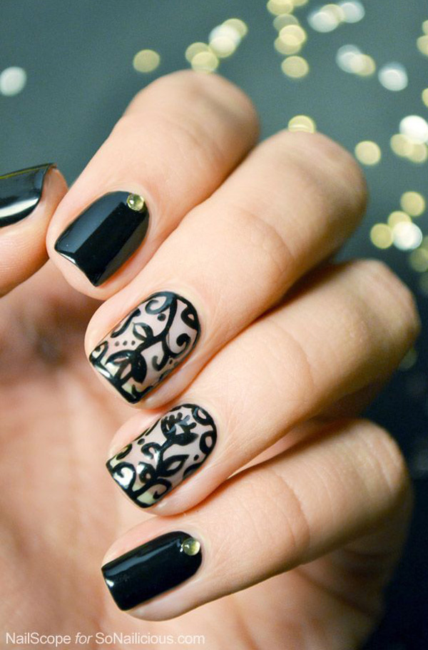 40 BLACK NAIL ART IDEAS