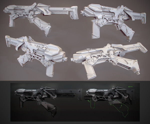 SMG clay render #rifle #smg #scifi
