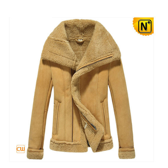 Women Shearling Fur Trimmed Leather Jacket CW640106 #trimmed #jacket #fur