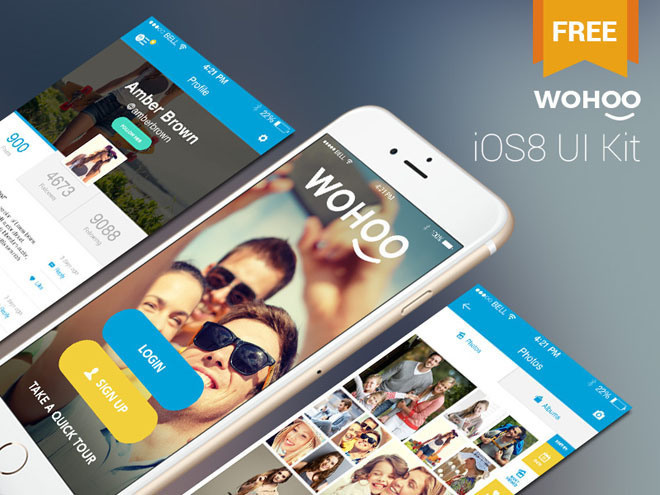 Wohoo : Free Mobile iOS 8 UI Kit