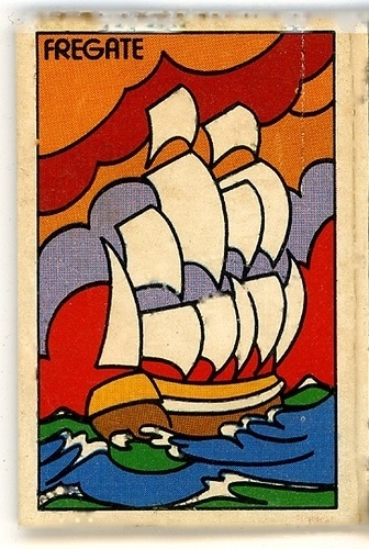 fregate front | Flickr - Photo Sharing! #lines #retro #illustration #colorful #vintage #boat #matchbook
