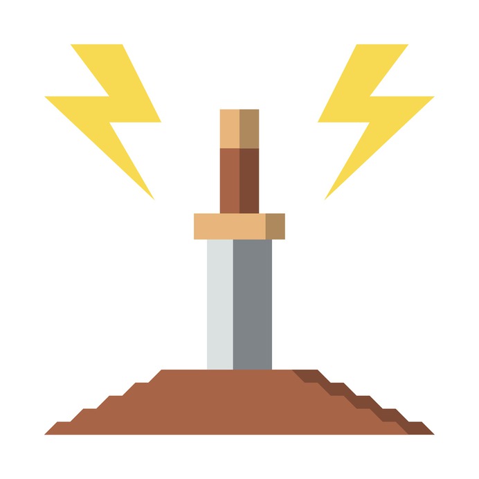See more icon inspiration related to legend, cultures, excalibur, fairy tale, folklore, miscellaneous, sword, stone, fantasy, weapons and weapon on Flaticon.