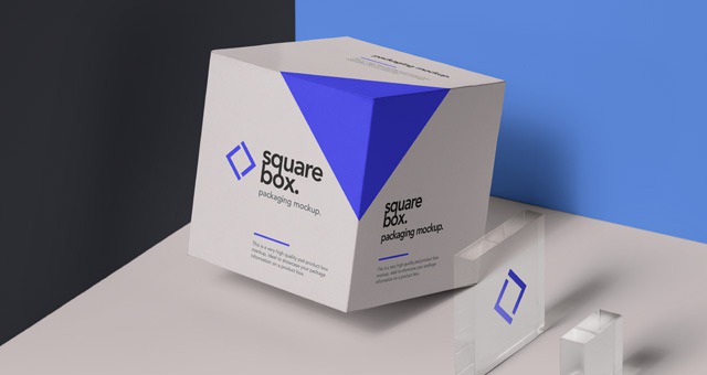 3D Square Box Mockup