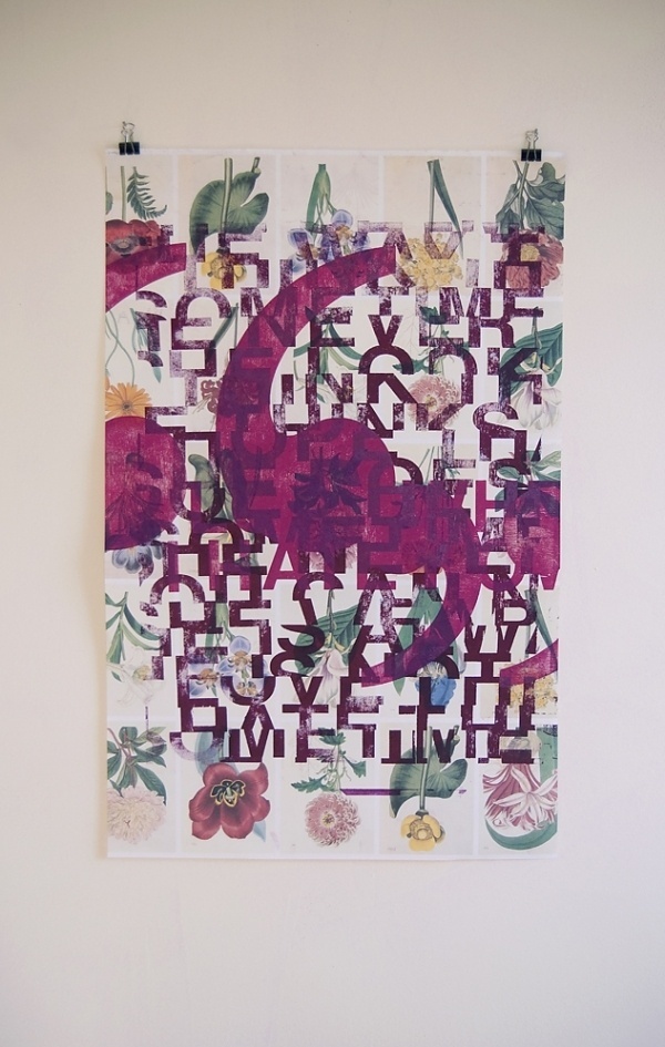 Girl Talk Letterpress Poster #conversation #print #letterpress #poster #purple #type #flowers #typography