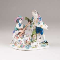 Porcelain figure group Gallant shepherd couple with Lute'. #Sets #Teasets #Porcelainsets #Antiqueplates #Plates #Wallplates #Figures #Porcelainfigurines #porcelain