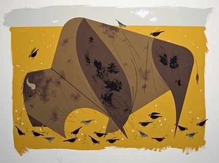 Buffalo Gouache and cut paper on illustration board #charley #illustration #harper