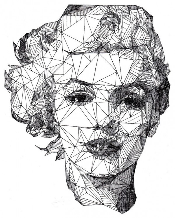 Josh Bryan Triangulation Pen Portraits 1 #monroem #marilyn #triangles