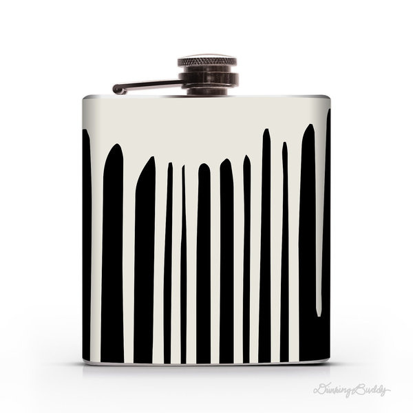 Dripping Wet 6oz Whiskey Hip Flask #white #drips #graffiti #flask #black #paint #and